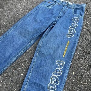 Vintage 1990s Paco Jean Co. graphic embroidered logo denim jeans Size 34"x32"